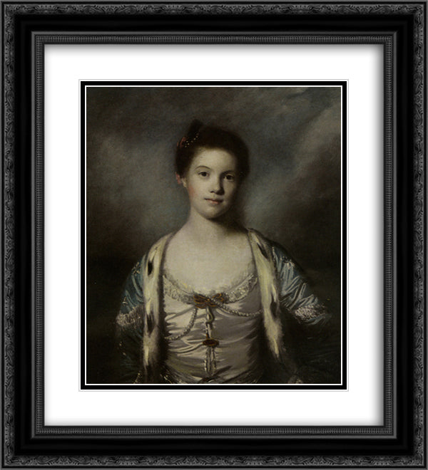 Portrait of Bridget Moris in a White Silk Dress 20x22 Black Ornate Wood Framed Art Print Poster with Double Matting by Reynolds, Joshua