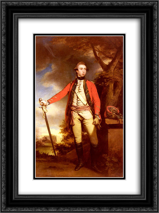 Portrait of George Townshend, Lord Ferrers 18x24 Black Ornate Wood Framed Art Print Poster with Double Matting by Reynolds, Joshua