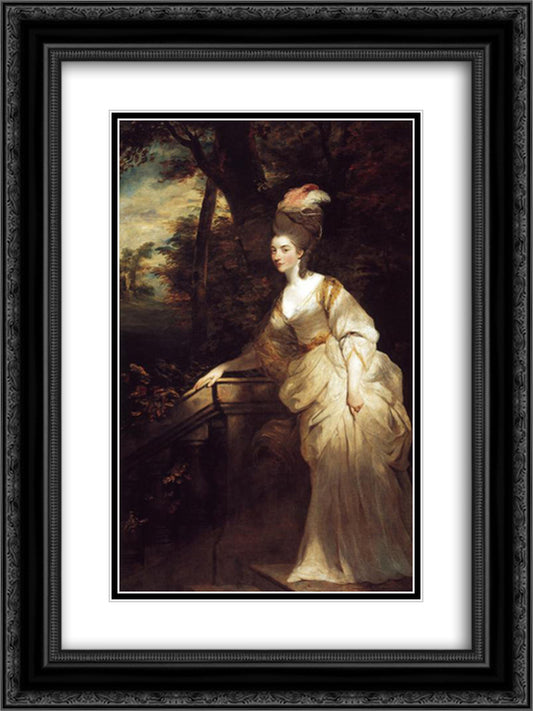 Portrait of Georgiana, Duchess of Devonshire 18x24 Black Ornate Wood Framed Art Print Poster with Double Matting by Reynolds, Joshua