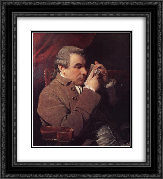 Portrait of Joseph Baretti 20x22 Black Ornate Wood Framed Art Print Poster with Double Matting by Reynolds, Joshua