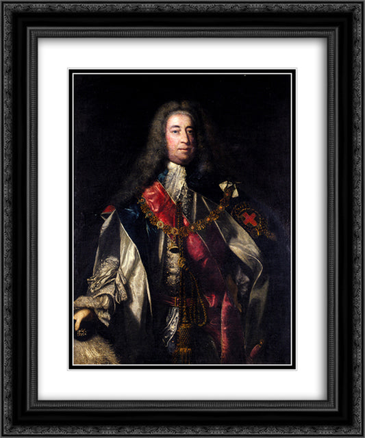 Portrait of Lionel Sackville, 1st Duke of Dorset 20x24 Black Ornate Wood Framed Art Print Poster with Double Matting by Reynolds, Joshua