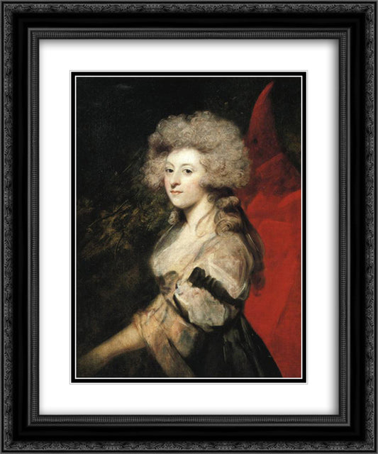 Portrait of Maria Anne Fitzherbert 20x24 Black Ornate Wood Framed Art Print Poster with Double Matting by Reynolds, Joshua