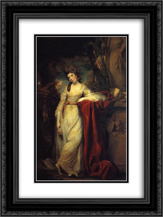 Portrait of Mrs. Abington, British Actress 18x24 Black Ornate Wood Framed Art Print Poster with Double Matting by Reynolds, Joshua