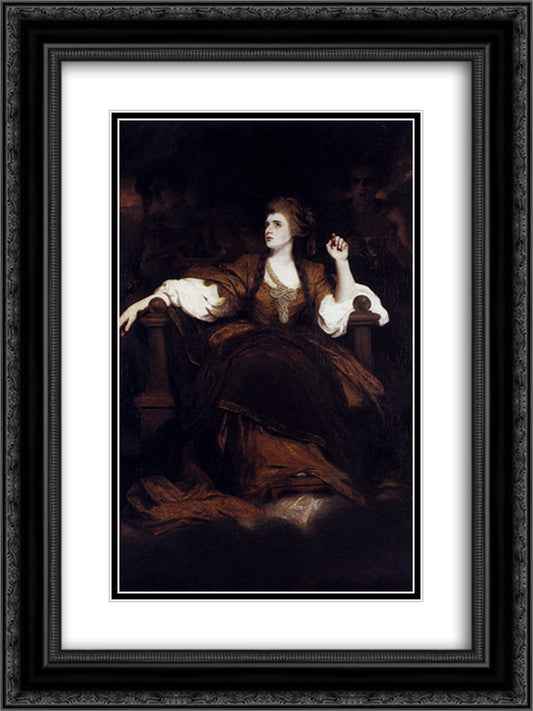 Portrait of Mrs. Siddons as the Tragic Muse 18x24 Black Ornate Wood Framed Art Print Poster with Double Matting by Reynolds, Joshua