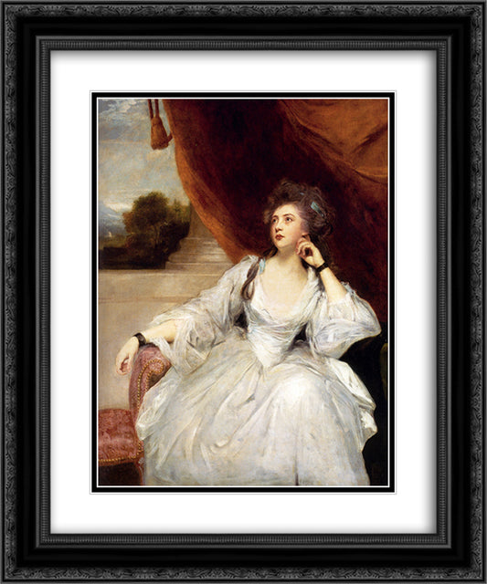 Portrait of Mrs. Stanhope 20x24 Black Ornate Wood Framed Art Print Poster with Double Matting by Reynolds, Joshua