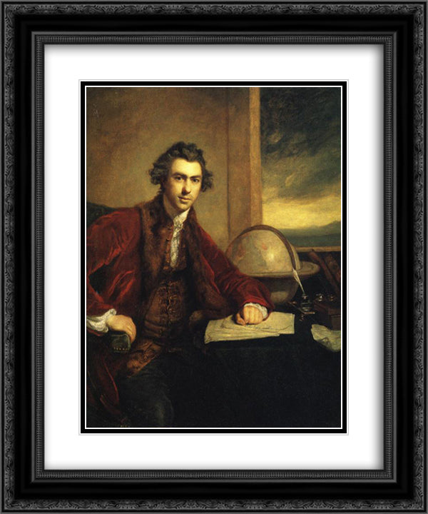 Sir Joseph Banks 20x24 Black Ornate Wood Framed Art Print Poster with Double Matting by Reynolds, Joshua