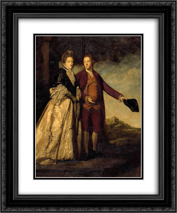 Sir Watkin Williams-Wynn and his Mother 20x24 Black Ornate Wood Framed Art Print Poster with Double Matting by Reynolds, Joshua