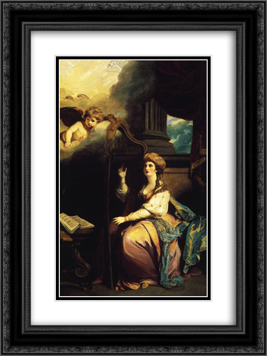 St. Cecillia 18x24 Black Ornate Wood Framed Art Print Poster with Double Matting by Reynolds, Joshua