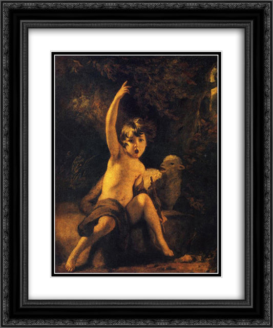 St. John the Baptist in the Wilderness 20x24 Black Ornate Wood Framed Art Print Poster with Double Matting by Reynolds, Joshua