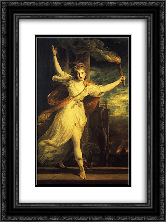 Thais of Ahens with Tourch 18x24 Black Ornate Wood Framed Art Print Poster with Double Matting by Reynolds, Joshua