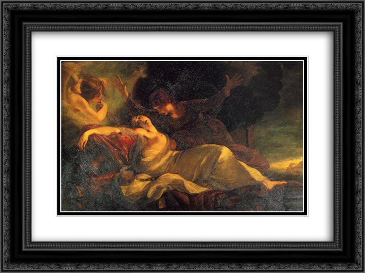 The Death of Dido 24x18 Black Ornate Wood Framed Art Print Poster with Double Matting by Reynolds, Joshua