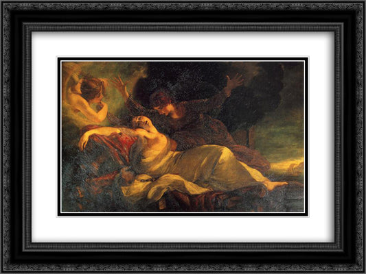 The Death of Dido 24x18 Black Ornate Wood Framed Art Print Poster with Double Matting by Reynolds, Joshua
