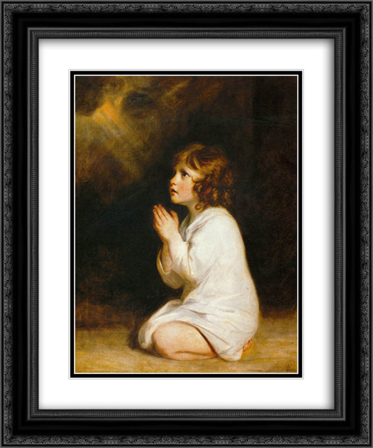 The Infant Samuel 20x24 Black Ornate Wood Framed Art Print Poster with Double Matting by Reynolds, Joshua