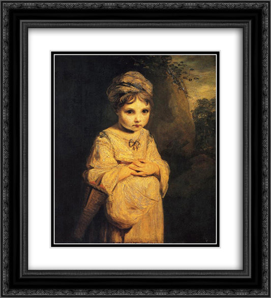 The Strawberry Girl 20x22 Black Ornate Wood Framed Art Print Poster with Double Matting by Reynolds, Joshua