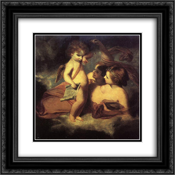 Venus Chiding Cupid for Learning to Cast Accounts 20x20 Black Ornate Wood Framed Art Print Poster with Double Matting by Reynolds, Joshua