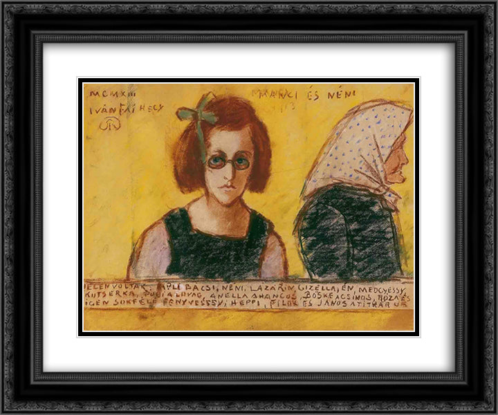 Aunt Manci 24x20 Black Ornate Wood Framed Art Print Poster with Double Matting by Rippl Ronai, Jozsef