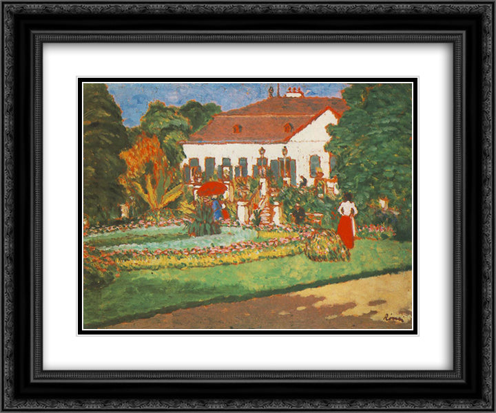 Manor-House at Kortvelyes 24x20 Black Ornate Wood Framed Art Print Poster with Double Matting by Rippl Ronai, Jozsef