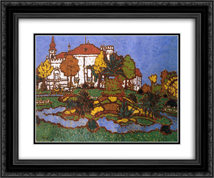 Mansion at Geszt 24x20 Black Ornate Wood Framed Art Print Poster with Double Matting by Rippl Ronai, Jozsef