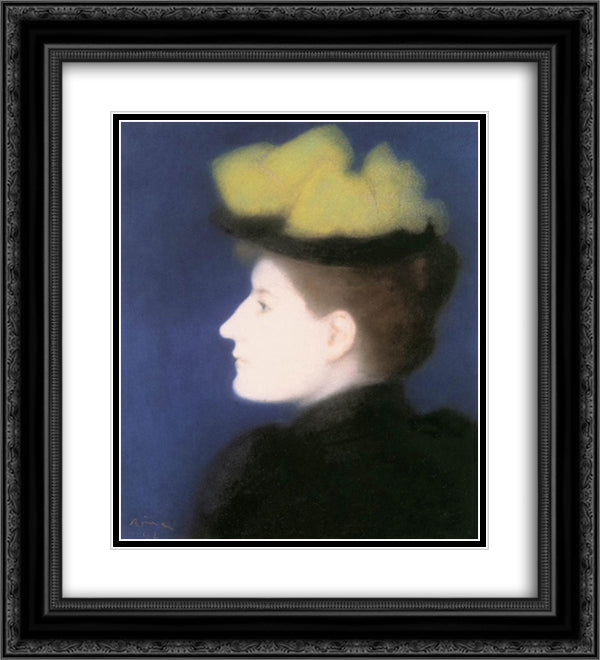 Portrait of Margit Piatsek 20x22 Black Ornate Wood Framed Art Print Poster with Double Matting by Rippl Ronai, Jozsef