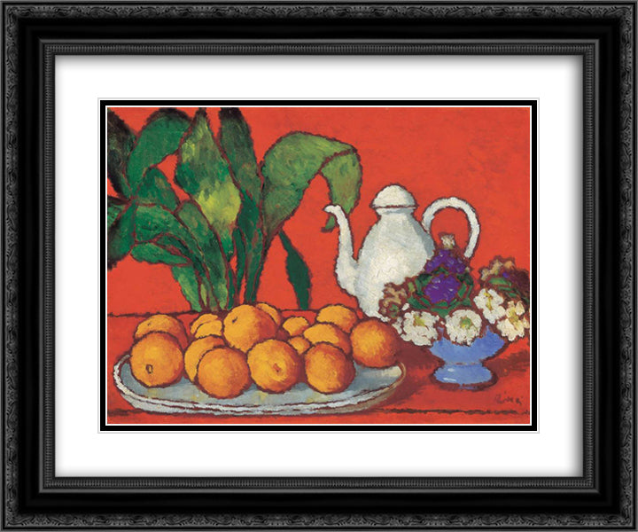 Still Life with Oranges 24x20 Black Ornate Wood Framed Art Print Poster with Double Matting by Rippl Ronai, Jozsef