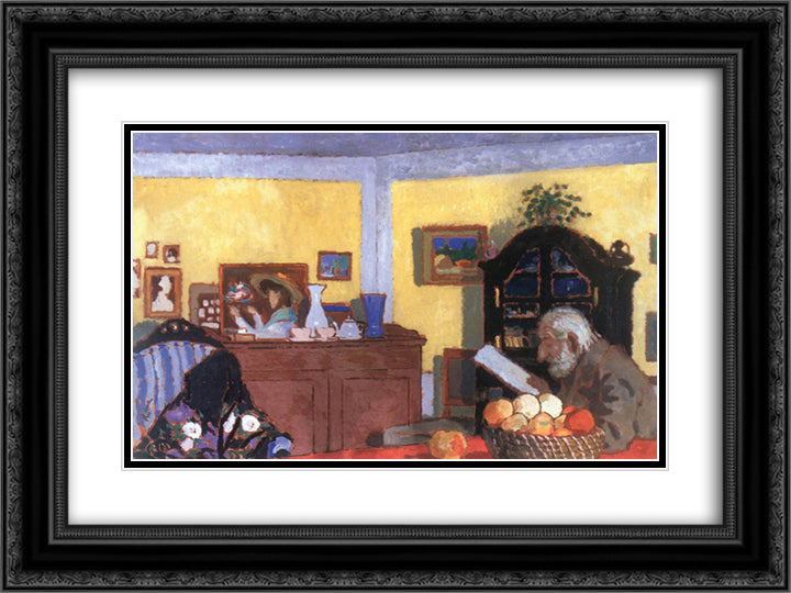 Uncle Piacsek in front of the Black Sideboard 24x18 Black Ornate Wood Framed Art Print Poster with Double Matting by Rippl Ronai, Jozsef