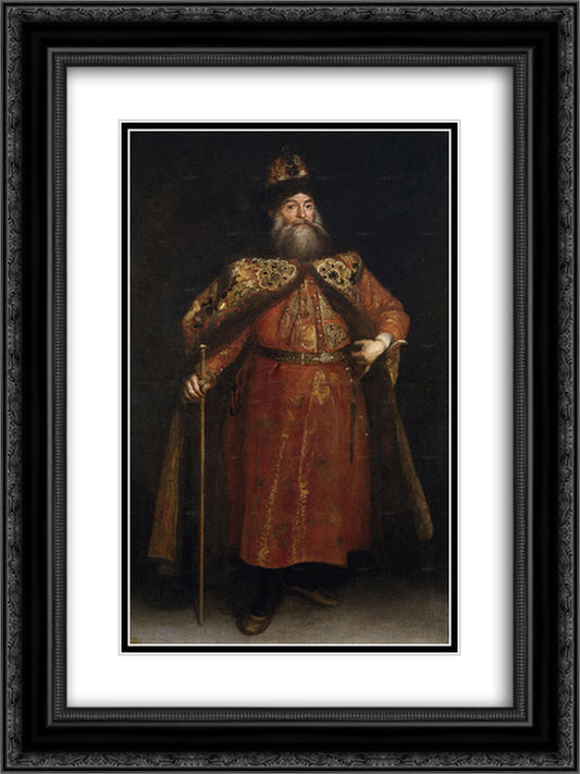 El embajador de Rusia Peter Ivanovich Potemkin 18x24 Black Ornate Wood Framed Art Print Poster with Double Matting by Carreno de Miranda, Juan