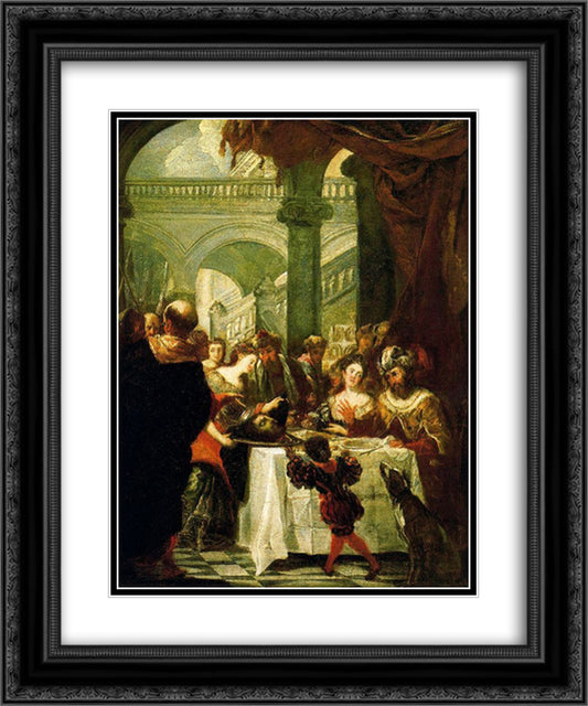 Irod's feast 20x24 Black Ornate Wood Framed Art Print Poster with Double Matting by Carreno de Miranda, Juan