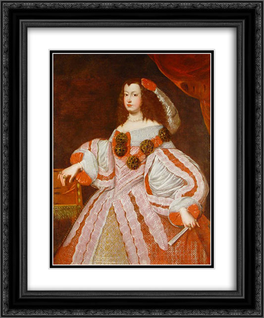 La Infanta Maria Teresa 20x24 Black Ornate Wood Framed Art Print Poster with Double Matting by Carreno de Miranda, Juan