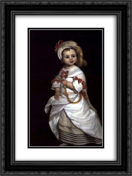 Portrait of a infanta 18x24 Black Ornate Wood Framed Art Print Poster with Double Matting by Carreno de Miranda, Juan