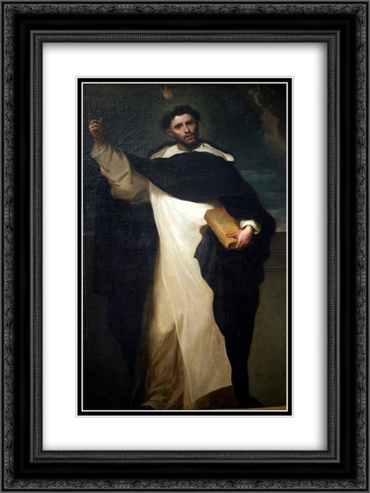 Saint Vincent Ferrer 18x24 Black Ornate Wood Framed Art Print Poster with Double Matting by Carreno de Miranda, Juan