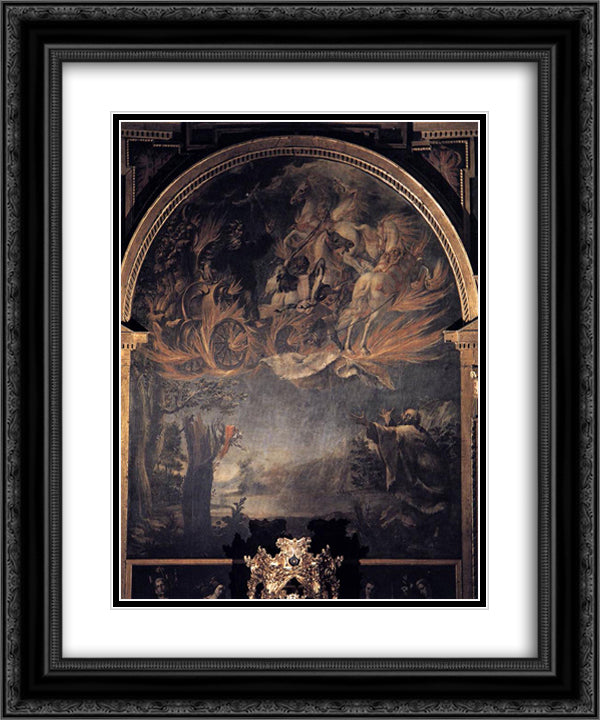 Ascension of Elijah 20x24 Black Ornate Wood Framed Art Print Poster with Double Matting by Valdes Leal, Juan de