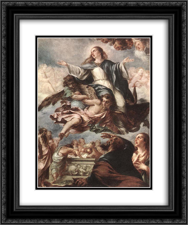 Assumption of the Virgin 20x24 Black Ornate Wood Framed Art Print Poster with Double Matting by Valdes Leal, Juan de