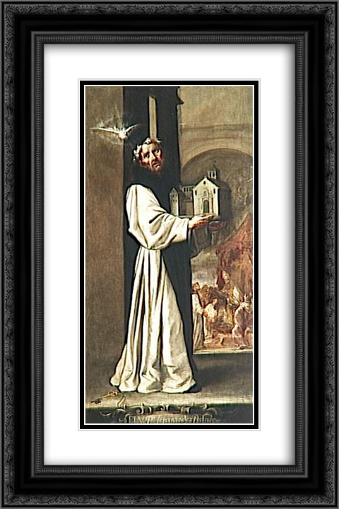 Fray Pedro Fernandez Pecha 16x24 Black Ornate Wood Framed Art Print Poster with Double Matting by Valdes Leal, Juan de