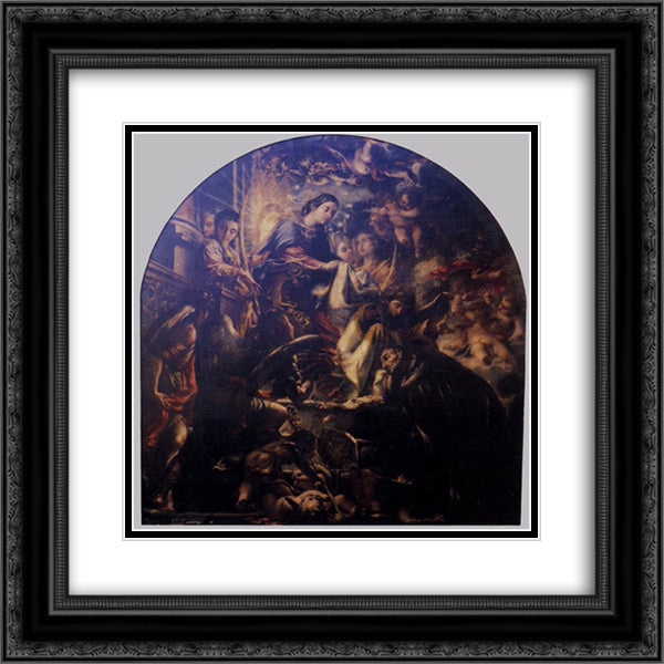 Miracle of St. Ildefonsus 20x20 Black Ornate Wood Framed Art Print Poster with Double Matting by Valdes Leal, Juan de