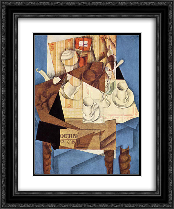 Breakfast 20x24 Black Ornate Wood Framed Art Print Poster with Double Matting by Gris, Juan