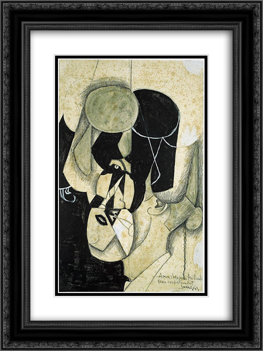 Bullfighter 18x24 Black Ornate Wood Framed Art Print Poster with Double Matting by Gris, Juan
