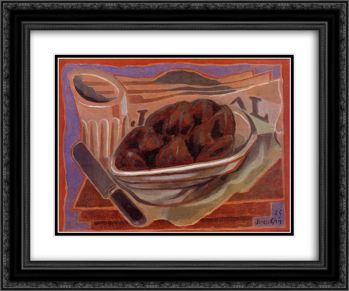 Figs 24x20 Black Ornate Wood Framed Art Print Poster with Double Matting by Gris, Juan