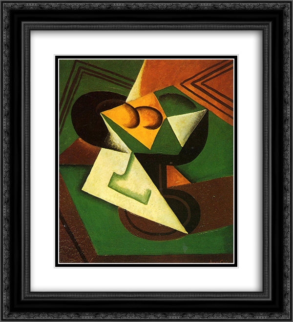 Fruit Bowl and Fruit 20x22 Black Ornate Wood Framed Art Print Poster with Double Matting by Gris, Juan
