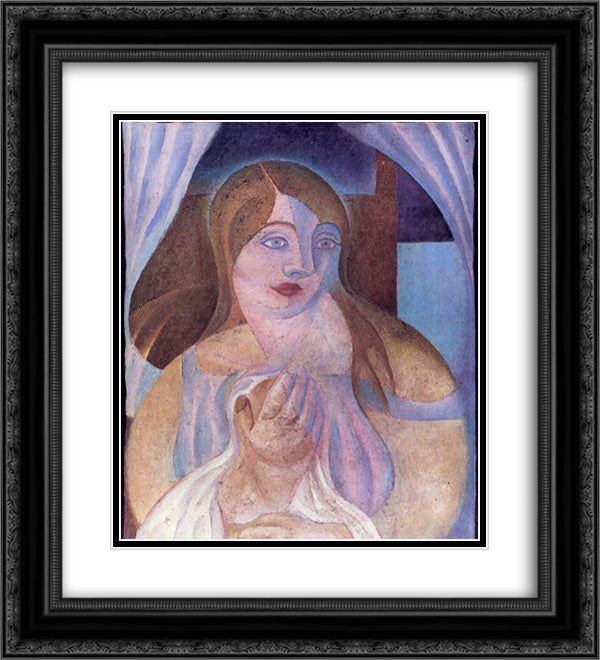 Girl 20x22 Black Ornate Wood Framed Art Print Poster with Double Matting by Gris, Juan