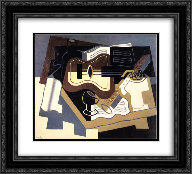 Guitar and Clarinet 22x20 Black Ornate Wood Framed Art Print Poster with Double Matting by Gris, Juan