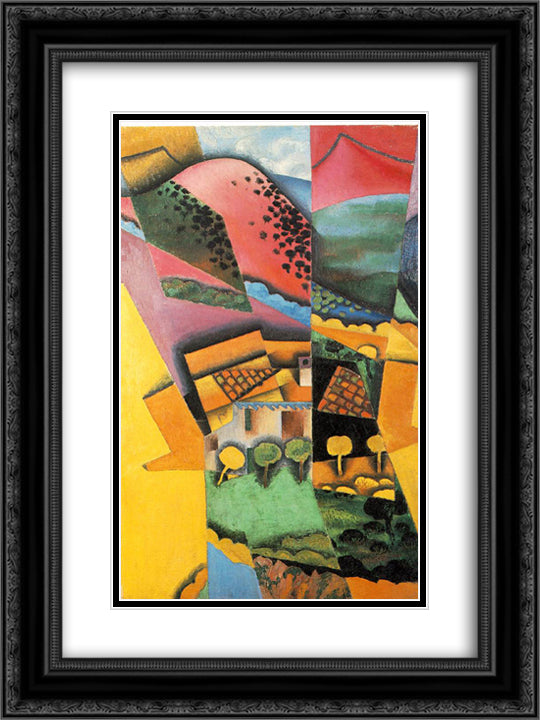 Landscape at Ceret 18x24 Black Ornate Wood Framed Art Print Poster with Double Matting by Gris, Juan