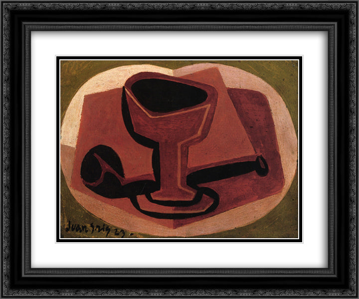 Pipe and Glass 24x20 Black Ornate Wood Framed Art Print Poster with Double Matting by Gris, Juan