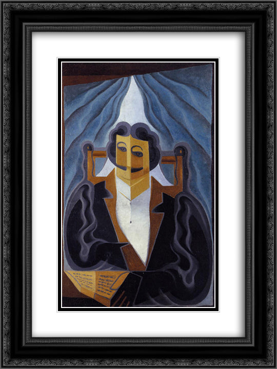 Portrait of a Man 18x24 Black Ornate Wood Framed Art Print Poster with Double Matting by Gris, Juan