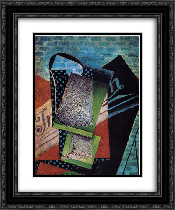 Still Life (dedicated to Andre Salmon) 20x24 Black Ornate Wood Framed Art Print Poster with Double Matting by Gris, Juan