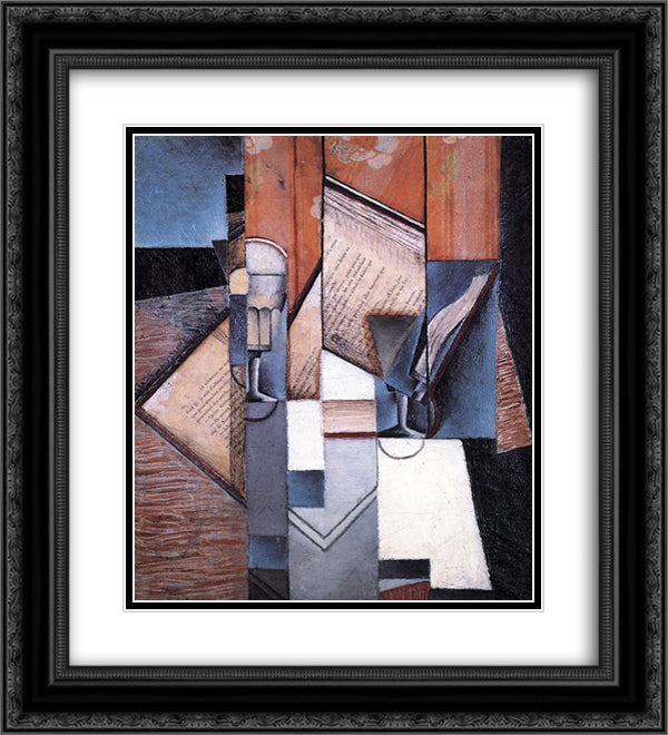 The Book 20x22 Black Ornate Wood Framed Art Print Poster with Double Matting by Gris, Juan