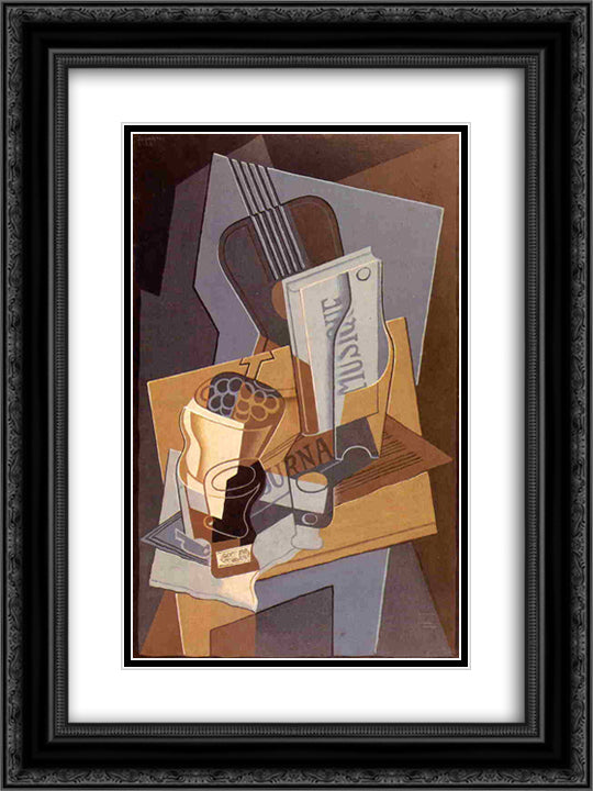 The Book of Music 18x24 Black Ornate Wood Framed Art Print Poster with Double Matting by Gris, Juan