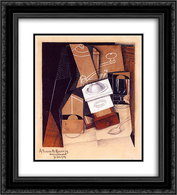 The Coffee Grinder 20x22 Black Ornate Wood Framed Art Print Poster with Double Matting by Gris, Juan