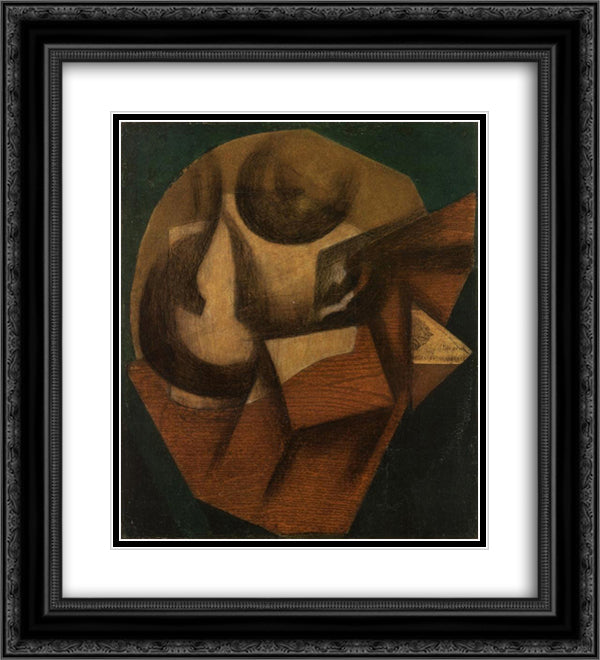The Glass 20x22 Black Ornate Wood Framed Art Print Poster with Double Matting by Gris, Juan