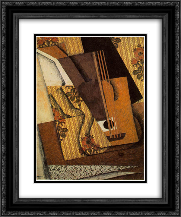 The guitar 20x24 Black Ornate Wood Framed Art Print Poster with Double Matting by Gris, Juan