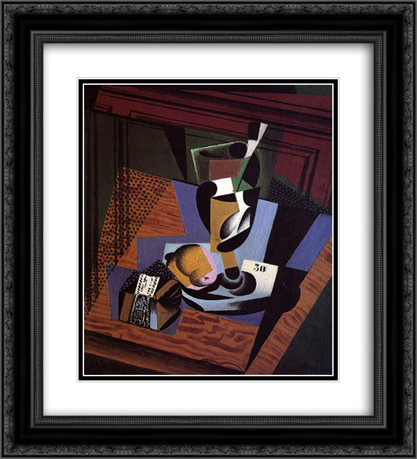 The Packet of Tobacco 20x22 Black Ornate Wood Framed Art Print Poster with Double Matting by Gris, Juan